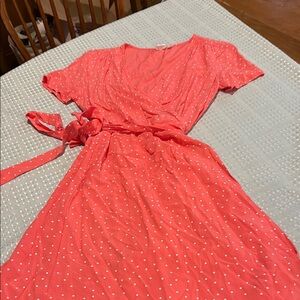 Gap Coral Polka Dot Wrap Dress